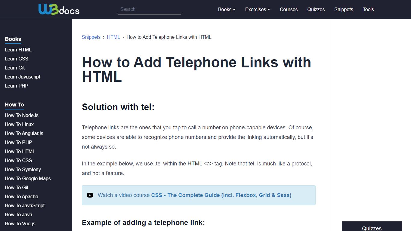 How to Add Telephone Links with HTML - W3docs